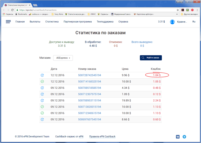 Вот и эффект двойного кешбэка&nbsp;— две верхние позиции: самая верхняя строчка&nbsp;— кешбэк с покупки товара, вторая&nbsp;— сертификата.