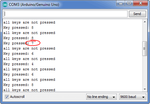 В примере из предыдущего скетча раскомментирована 30&nbsp;строка&nbsp;— для 8&nbsp;кнопок, а 31&nbsp;закомментирована