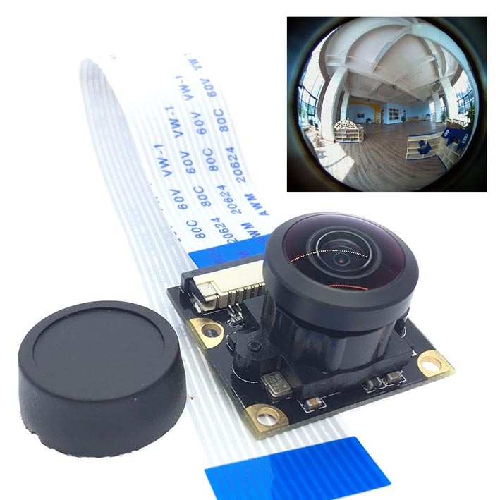 Камера широкоугольная "рыбий глаз" для Raspberry Pi 3 (клон, обзор 175/220°, 5 МП)